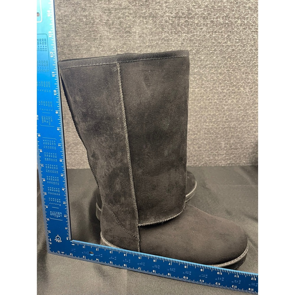 Black Mid Calf Winter Boots Faux Fur Lined Snowflake Tread Size 8 US Womens - Picture 5 of 5